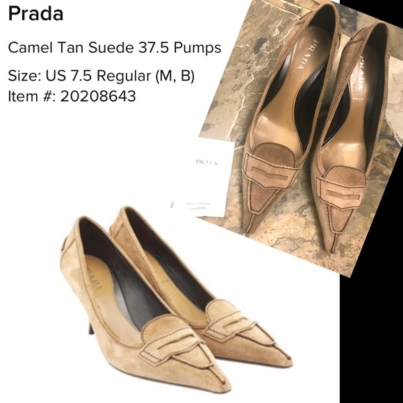 Prada Shoes - Authentic PRADA gorgeous camel tan suede heels